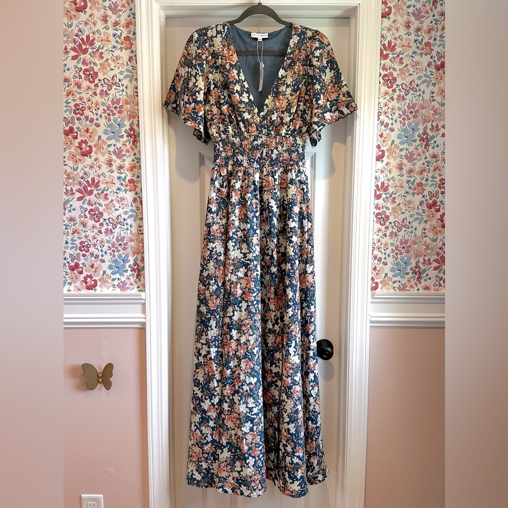 Baltic Born Floral Maxi Dress - Blue and Pink